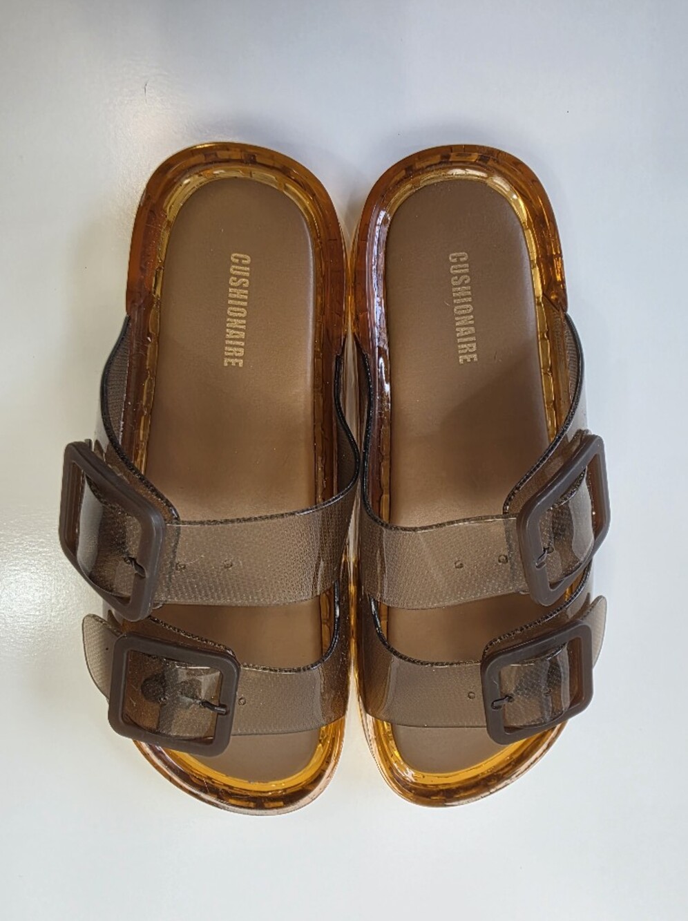 Cushionaire Amber Jelly Double Buckle Slide Sandals Size 8 - New